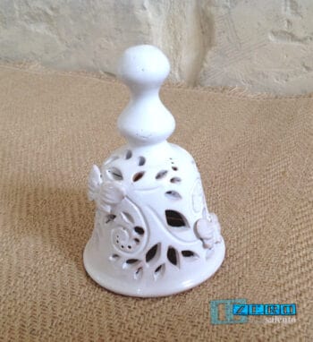 Campana di Natale in Terracotta Salentina smaltata bianca - immagine 4