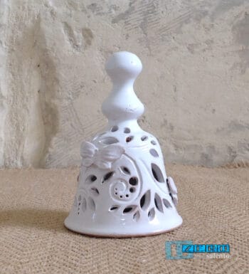 Campana di Natale in Terracotta Salentina smaltata bianca