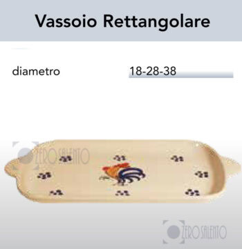 Vassoio rettangolare per antipasti in Terracotta - Ceramica decoro Gallo