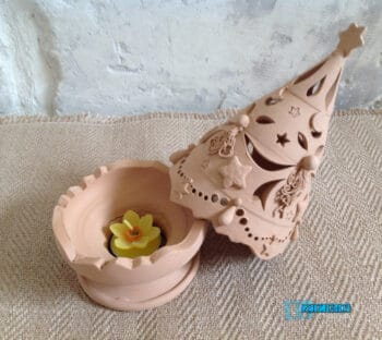 Natale : Albero di Natale porta candela in Terracotta Salentina colore naturale - immagine 2