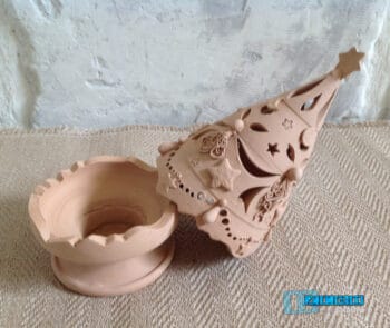 Natale : Albero di Natale porta candela in Terracotta Salentina colore naturale - immagine 3