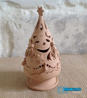 Natale : Albero di Natale porta candela in Terracotta Salentina colore naturale