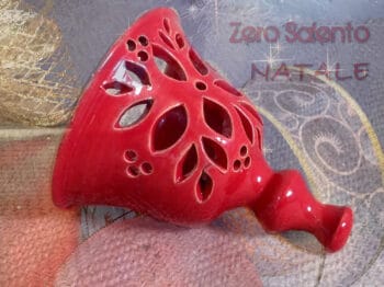 Campana di Natale in Terracotta Salentina smaltata rossa