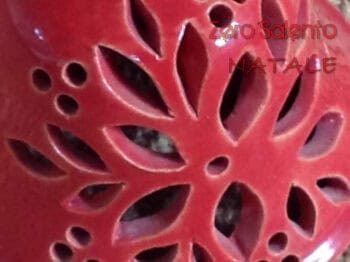 Campana di Natale in Terracotta Salentina smaltata rossa - immagine 2