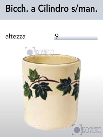 BICCHIERE senza manico a cilindro in Terracotta Ceramica con decoro Edera