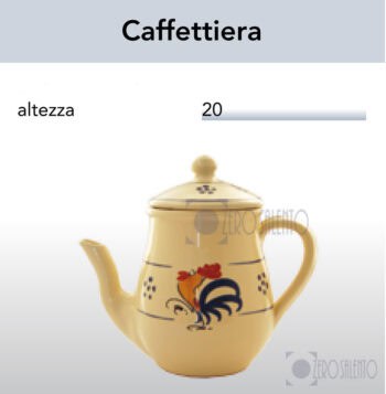 Caffettiera e Teiera in Terracotta - Ceramica decoro Gallo Salentino