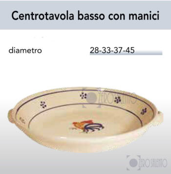 Centrotavola basso con manici Porta Frutta in Terracotta - Ceramica Gallo Salentino