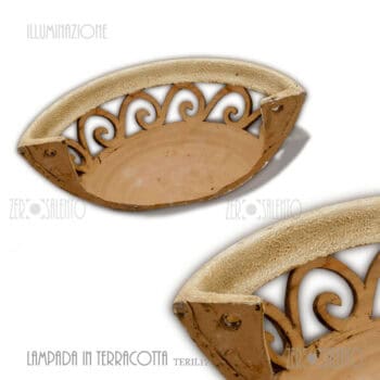 Lampada applique a mezzaluna colore Bianco Antico e naturale in Terracotta TERIL17 - immagine 2