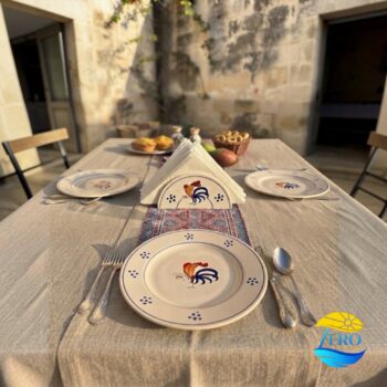 Portatovaglioli Tondo da tavolo in Terracotta - Ceramica decoro Gallo Salentino - immagine 4
