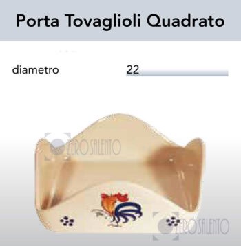 PortaTovaglioli Quadrato da Tavolo in Terracotta - Ceramica decoro Gallo Salentino