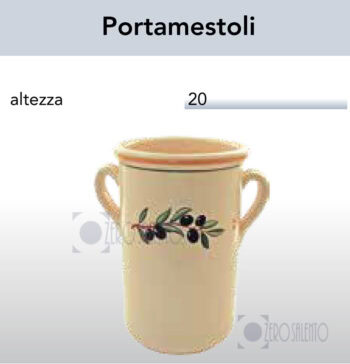 PortaMestoli con Manico in Terracotta - Ceramica decoro Olive