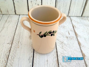 PortaMestoli con Manico in Terracotta - Ceramica decoro Olive - immagine 2