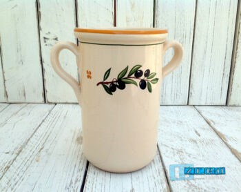 PortaMestoli con Manico in Terracotta - Ceramica decoro Olive - immagine 4