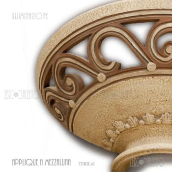 Lampada applique a mezzaluna colore Bianco Antico e naturale in terracotta TERIL16 - immagine 2