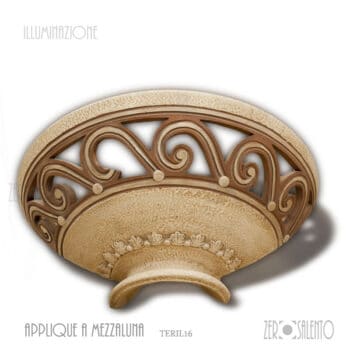Lampada applique a mezzaluna colore Bianco Antico e naturale in terracotta TERIL16