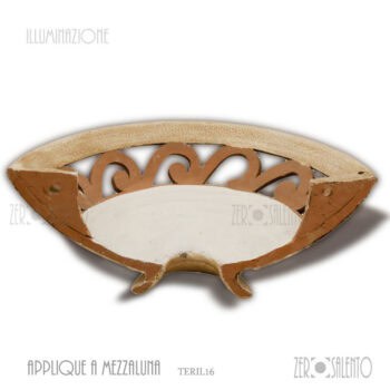 Lampada applique a mezzaluna colore Bianco Antico e naturale in terracotta TERIL16 - immagine 3