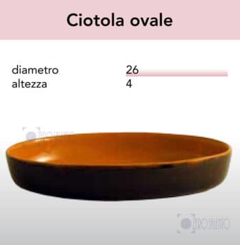 Ciotola Ovale per dolci in Terracotta - Pirofile serie Bruna