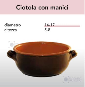 Ciotola con manici in Terracotta - Pirofile serie Bruna