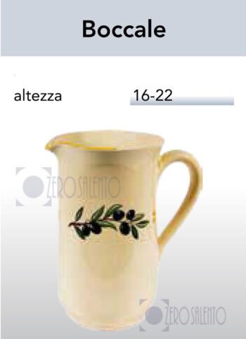 Brocca Boccale acqua e vino in Terracotta - Ceramica decoro Olive