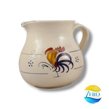 Brocca Bombata acqua e vino in Terracotta - Ceramica decoro Gallo Salentino - immagine 3