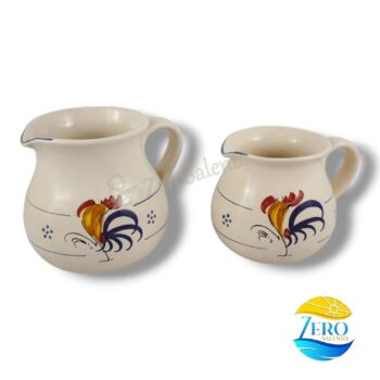 Brocca Bombata acqua e vino in Terracotta - Ceramica decoro Gallo Salentino - immagine 4