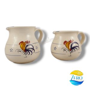 Brocca Bombata acqua e vino in Terracotta - Ceramica decoro Gallo Salentino