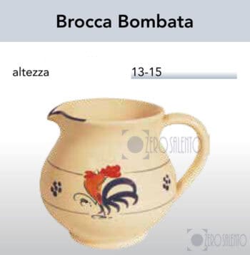 Brocca Bombata acqua e vino in Terracotta - Ceramica decoro Gallo Salentino