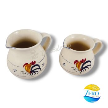 Brocca Bombata acqua e vino in Terracotta - Ceramica decoro Gallo Salentino - immagine 2