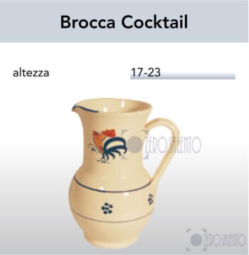Brocca Cocktail acqua e vino in Terracotta - Ceramica decoro Gallo Salentino
