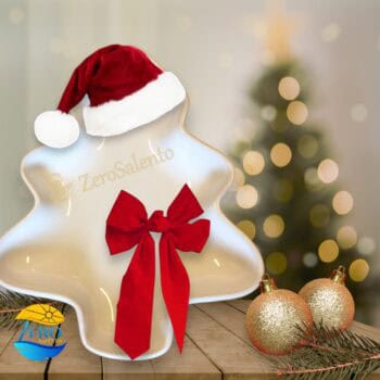 Porta Cioccolatini e Biscotti Natalizi - Albero di Natale smaltato bianco - immagine 3