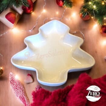 Porta Cioccolatini e Biscotti Natalizi - Albero di Natale smaltato bianco