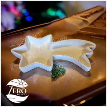 Porta Cioccolatini e Biscotti Natalizi a Stella Cometa smaltato bianco