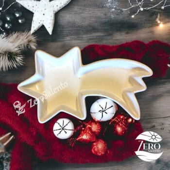 Porta Cioccolatini e Biscotti Natalizi a Stella Cometa smaltato bianco - immagine 2