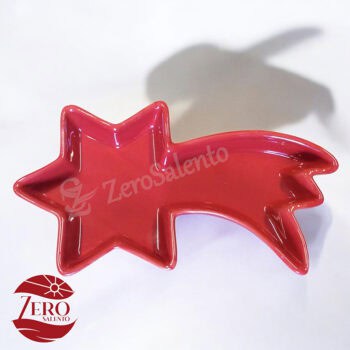 Porta Cioccolatini e Biscotti Natalizi a Stella Cometa smaltato rosso - immagine 2