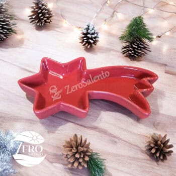 Porta Cioccolatini e Biscotti Natalizi a Stella Cometa smaltato rosso