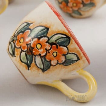 Set Tazzine da Caffè con zuccheriera e vassoio in terracotta Le Civette dipinte a mano - immagine 4