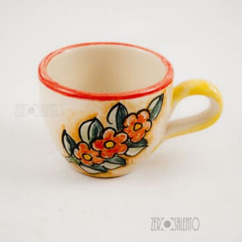 Set Tazzine da Caffè con zuccheriera e vassoio in terracotta Le Civette dipinte a mano - immagine 5