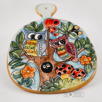 Tagliere in terracotta varie misure con decoro Le Civette