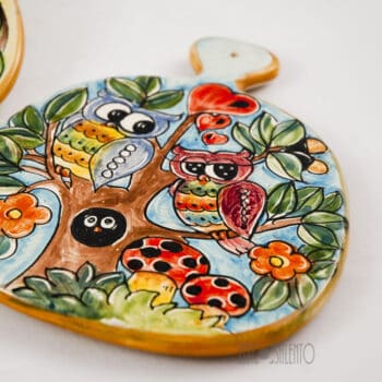 Tagliere in terracotta varie misure con decoro Le Civette - immagine 2