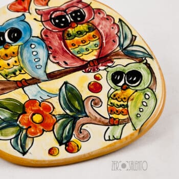 Tagliere in terracotta varie misure con decoro Le Civette - immagine 3