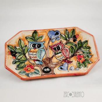 Set Tazzine da Caffè con zuccheriera e vassoio in terracotta Le Civette dipinte a mano - immagine 7