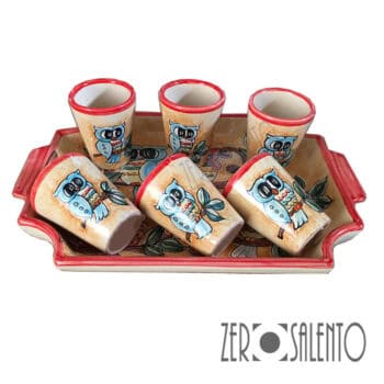 Set BICCHIERE LIMONCELLO o LIQUORE con Vassoio in terracotta Le Civette - immagine 2