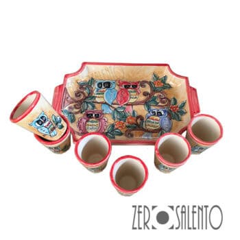Set BICCHIERE LIMONCELLO o LIQUORE con Vassoio in terracotta Le Civette - immagine 3