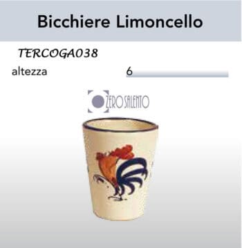 Bicchiere Limoncello in Terracotta - Ceramica decoro Gallo Salentino