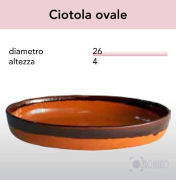 Ciotola Ovale per dolci in Terracotta - Pirofile Ceramica serie Rustica
