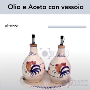 CONDITAVOLA Olio Aceto con vassoio in Terracotta decoro Gallo Salentino