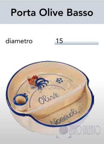 Porta Olive con porta noccioli e stuzzicadenti in Terracotta decoro Gallo