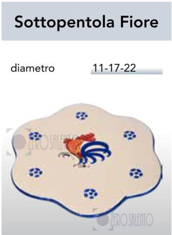 Sottopentola Fiore in Terracotta - Ceramica decoro Gallo Salentino