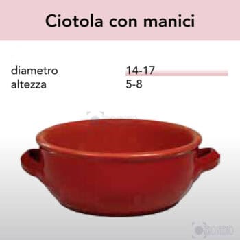 Ciotola con manici in Terracotta - Pirofile serie Lu Fuecu