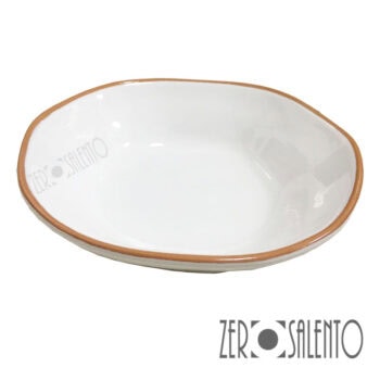 Piatto fondo "DEFORME' " in Terracotta con bordo irregolare Bianco - immagine 2